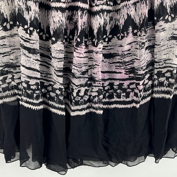 Nine West Flare Skirt Size 6 Elastic Waist 28in Black Gray Pull On Lined Silk - Picture 9 of 9